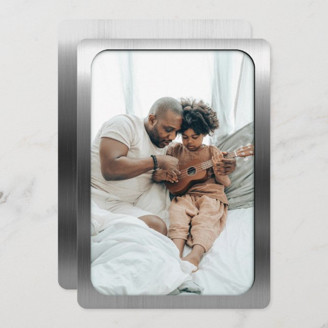 Cartes Pour Fêtes Annuelles Cadre photo en acier brossé - Fête des Pères (Devant / Derrière)