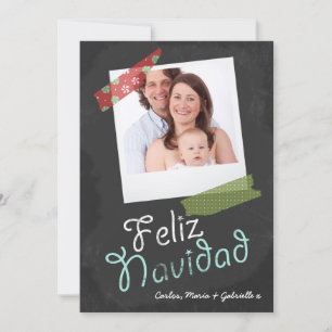 Cartes Pour Fêtes Annuelles Cadre Photo Feliz Navidad Et Bande Colorée