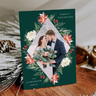 Cartes Pour Fêtes Annuelles Cadre photo géométrique vert floral hivernal éléga