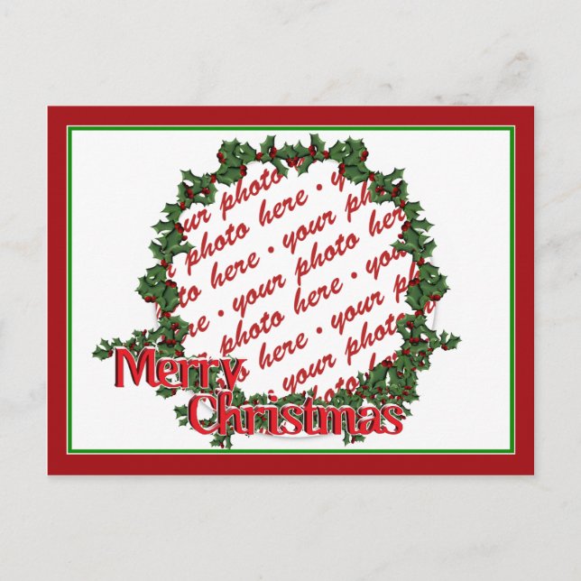 Cartes Pour Fêtes Annuelles Cadre photo Holly Wreath Circle (Devant)