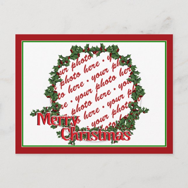 Cartes Pour Fêtes Annuelles Cadre photo Holly Wreath Circle (Devant)