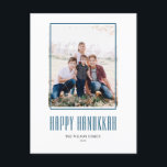 Cartes Pour Fêtes Annuelles Cadre photo moderne Happy Hanoukka<br><div class="desc">Heureux Hanoukka ! Envoyer Hanoukka souhaite à la famille et aux amis avec cette carte postale Hanoukka moderne personnalisable. Il dispose d'une typographie moderne et d'un cadre photo simple. Personnalisez en ajoutant des noms et une photo. Cette simple carte postale Happy Hanoukka est disponible sur d'autres cartes.</div>