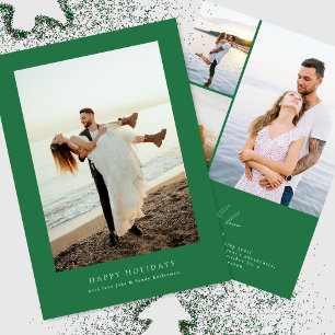 Cartes Pour Fêtes Annuelles cadre photo moderne vert Noël heureux