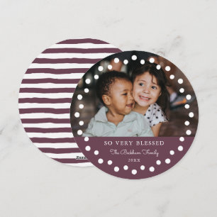 Cartes Pour Fêtes Annuelles Cadre Photo Ornement Points Blancs Modernes Mauve