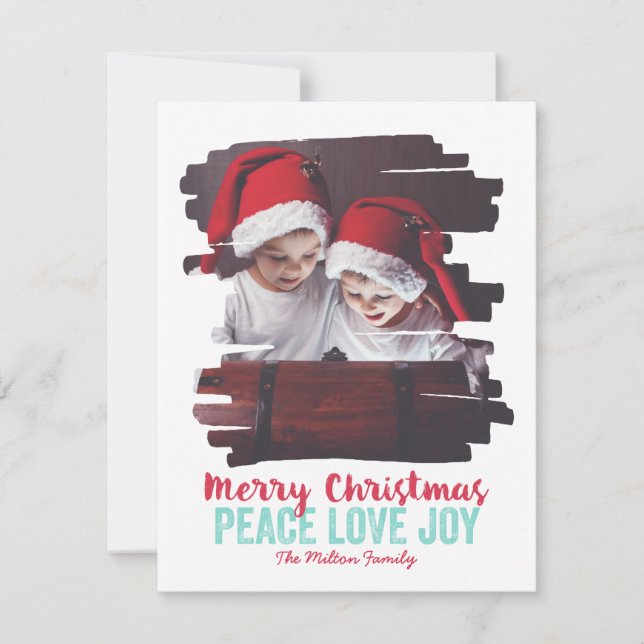 Cartes Pour Fêtes Annuelles Cadre photo peint Paix Amour Joie (Devant)