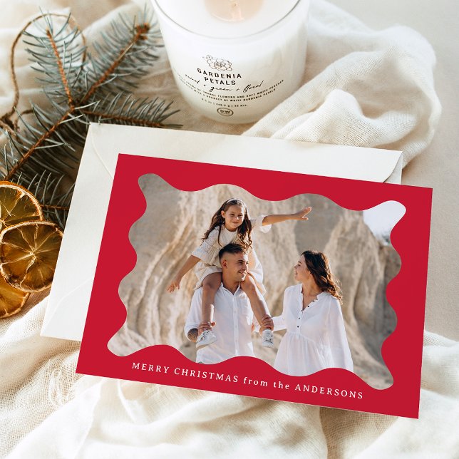 Cartes Pour Fêtes Annuelles Cadre photo Red Retro Festive Joyeux Noël (Créateur téléchargé)