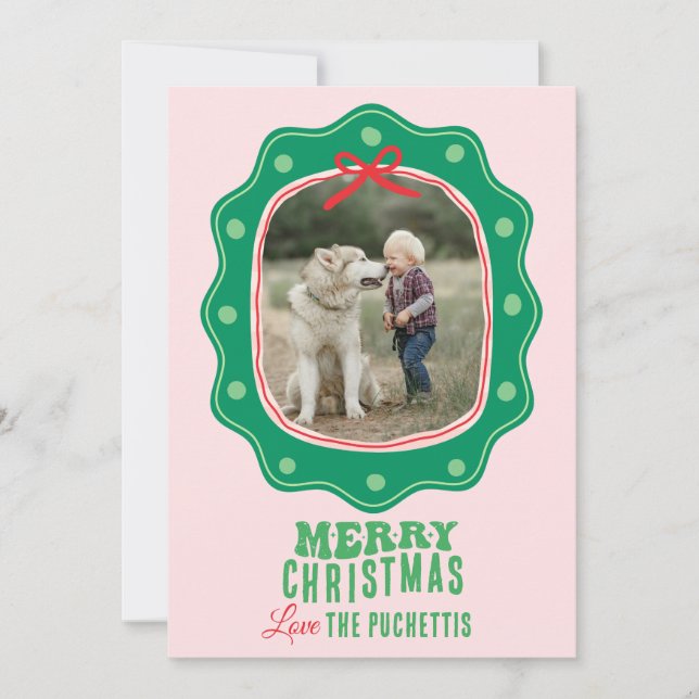 Cartes Pour Fêtes Annuelles Cadre photo Retro Polka Dot Noël (Devant)