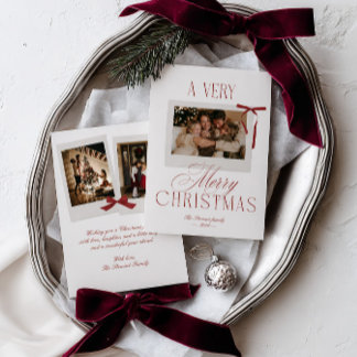Cartes Pour Fêtes Annuelles Cadre photo vintage rouge Noël 3 photos