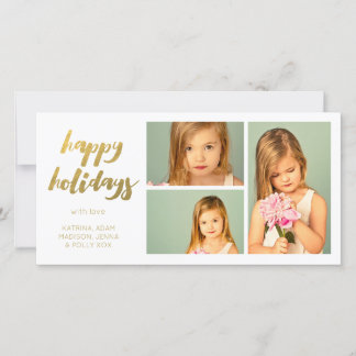 Cartes Pour Fêtes Annuelles Cadre Photocard du blanc 3 d'or bonnes fêtes