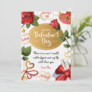 Cartes Pour Fêtes Annuelles Cadre romantique de la Saint-Valentin à serrure et