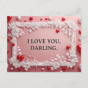 Cartes Pour Fêtes Annuelles Cadre rose romantique aux coins floraux blancs