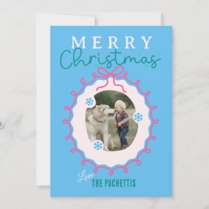 Cartes Pour Fêtes Annuelles Cadre rose ruban Noël