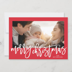 Cartes Pour Fêtes Annuelles Cadre rouge et blanc Joyeux Noël Photo