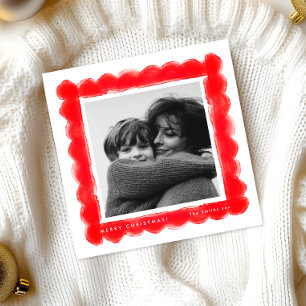 Cartes Pour Fêtes Annuelles cadre rouge tamponné rétro photo carré Noël
