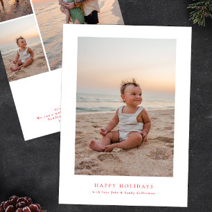 Cartes Pour Fêtes Annuelles cadre simple rouge multi photo joyeux noël heureux