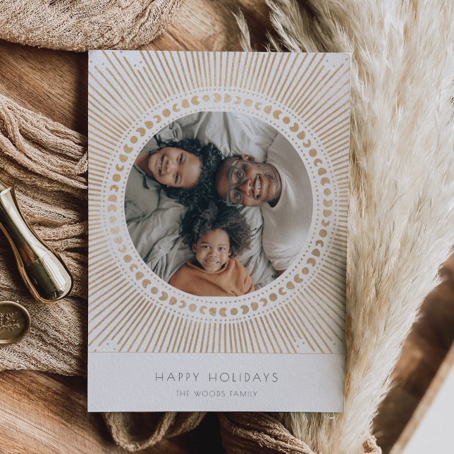 Cartes Pour Fêtes Annuelles Cadre soleil levant doré Art Déco Photo (Créateur téléchargé)