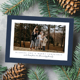 Cartes Pour Fêtes Annuelles Cadre tweed classique photo simple Noël marine