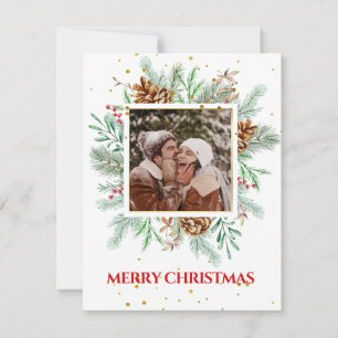 Cartes Pour Fêtes Annuelles Cadre végétal Vintage vert Joyeux Noël