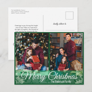 Cartes Pour Fêtes Annuelles Cadre vert de Noël Holly Leaf 2 Photo