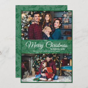 Cartes Pour Fêtes Annuelles Cadre vert de Noël Holly Leaf 2 Photo