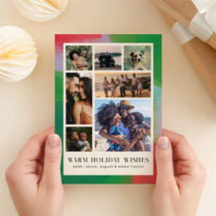 Cartes Pour Fêtes Annuelles Cadre vert et rouge peint artistiquement et sept p