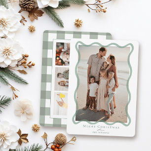 Cartes Pour Fêtes Annuelles Cadre Vert Ondulé 4 Photos Noël