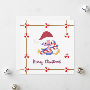 Cartes Pour Fêtes Annuelles Cadres de bonbons de Noël BlueBird personnalisable