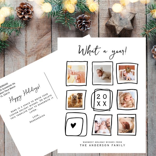 Cartes Pour Fêtes Annuelles Cadres de Doodles Multiphoto Quel An Noël (Créateur téléchargé)