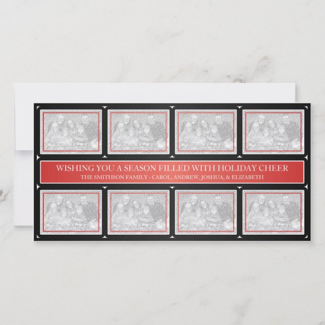 Cartes Pour Fêtes Annuelles Cadres de Noël noir rouge (Devant)