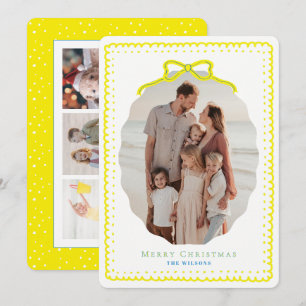 Cartes Pour Fêtes Annuelles Cadres et nœud jaune Doodle pour 4 photos de Noël