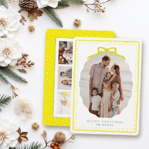Cartes Pour Fêtes Annuelles Cadres et nœud jaune Doodle pour 4 photos de Noël
