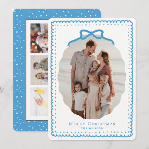 Cartes Pour Fêtes Annuelles Cadres gribouillés bleu ciel et nœud pour 4 photos