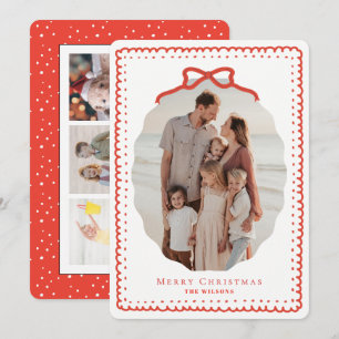Cartes Pour Fêtes Annuelles Cadres gribouillés rouges et nœud 4 Photo Noël