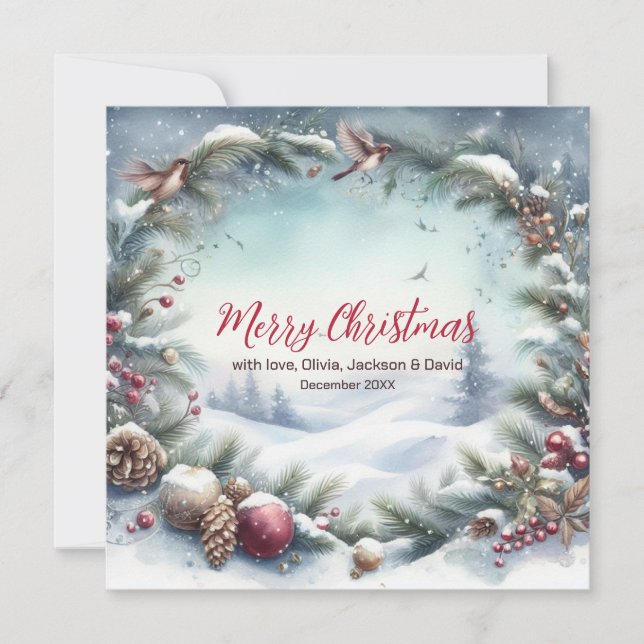 Cartes Pour Fêtes Annuelles Cadres hiver neige Noël (Devant)