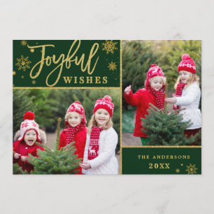 Cartes Pour Fêtes Annuelles Cadres or Joyeux Noël 2 PHOTO Salutation