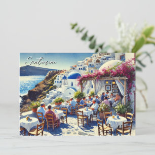 Cartes Pour Fêtes Annuelles Café à Santorin