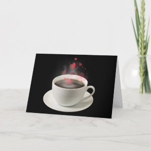Cartes Pour Fêtes Annuelles Café avec Coeurs de Saint Valentin