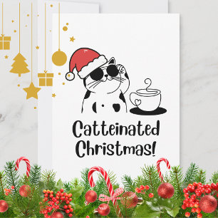 Cartes Pour Fêtes Annuelles Café de Noël au chat enchaîné et vacances pour ama