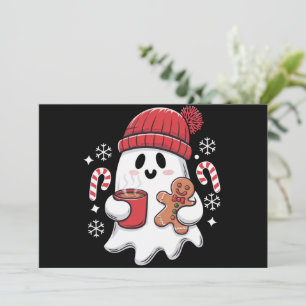 Cartes Pour Fêtes Annuelles Café glacé fantôme mignon de Noël Café rétro Xmas