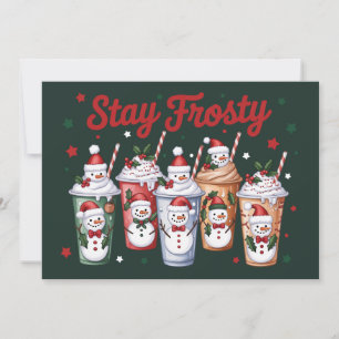 Cartes Pour Fêtes Annuelles Café glacé Reste Frosty Noël Bonhomme de neige Xma