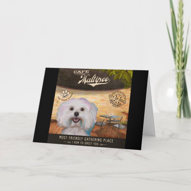 Cartes Pour Fêtes Annuelles Cafe Maltipoo (Devant)