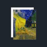 Cartes Pour Fêtes Annuelles Café Terrace Arles, Place du Forum par van Gogh<br><div class="desc">Vincent van Gogh - Cafe Terrace Arles (Cafe Terrace,  Place du Forum,  Arles),  1888. Vincent Willem van Gogh (1853-1890) était un peintre postimpressionniste hollandais qui devint à titre posthume l'une des figures les plus célèbres et influentes de l'histoire de l'art occidental.</div>