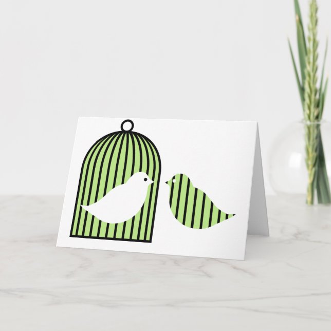 Cartes Pour Fêtes Annuelles Cage à oiseaux verte (Devant)