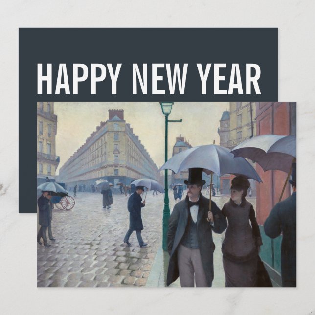 Cartes Pour Fêtes Annuelles Caillebotte - Joyeux Nouvel An / Paris ; Jour de l (Devant / Derrière)