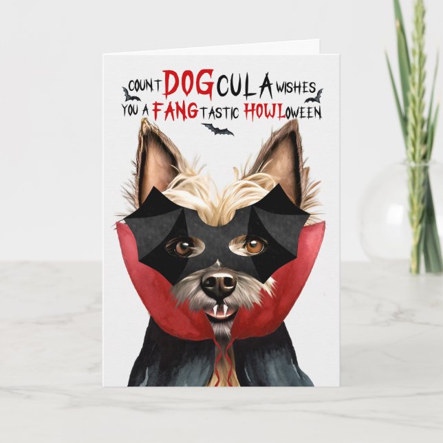 Cartes Pour Fêtes Annuelles Cairn Terrier Chien drôle Nombre de DOGcula Hallow (Devant)