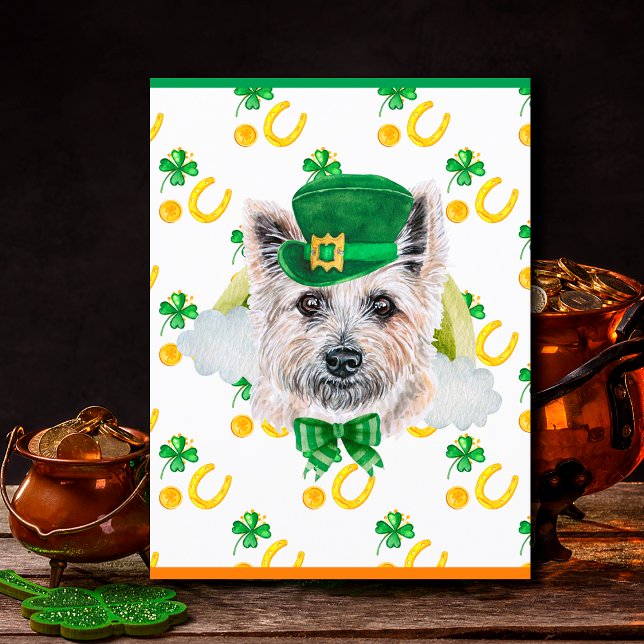 Cartes Pour Fêtes Annuelles Cairn Terrier Chien Shamrock St. Patricks Day (Créateur téléchargé)