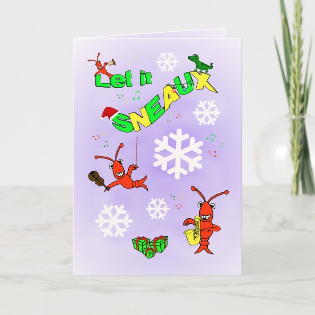 Cartes Pour Fêtes Annuelles Cajun Crawfish Let it Sneaux Christmas (Devant)
