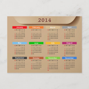 Cartes Pour Fêtes Annuelles Calendrier 2014 avec style papier Kraft Cool  