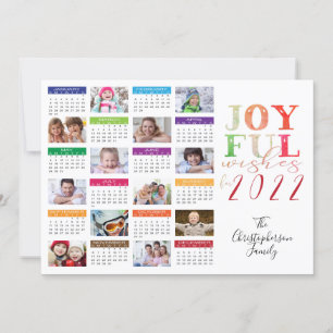 Cartes Pour Fêtes Annuelles Calendrier 2022 JOYFUL WISHES Photo Collage