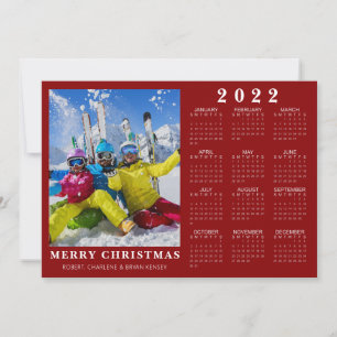 Cartes Pour Fêtes Annuelles Calendrier 2022 Minimal MERRY CHRISTMAS Photo Roug